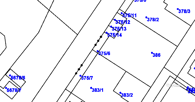 Parcela st. 375/6 v KÚ Dobšice u Znojma, Katastrální mapa