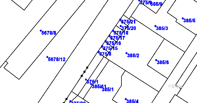 Parcela st. 375/8 v KÚ Dobšice u Znojma, Katastrální mapa