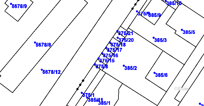 Parcela st. 375/16 v KÚ Dobšice u Znojma, Katastrální mapa