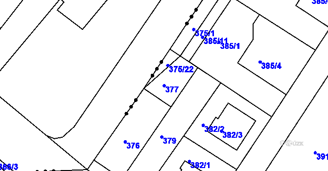 Parcela st. 377 v KÚ Dobšice u Znojma, Katastrální mapa