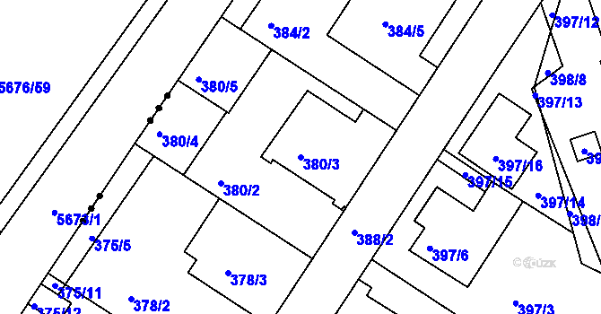 Parcela st. 380/3 v KÚ Dobšice u Znojma, Katastrální mapa