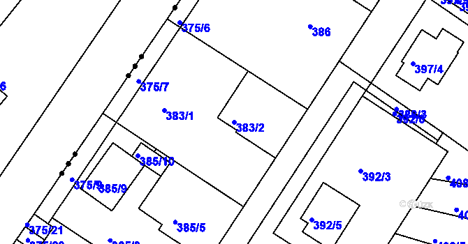 Parcela st. 383/2 v KÚ Dobšice u Znojma, Katastrální mapa