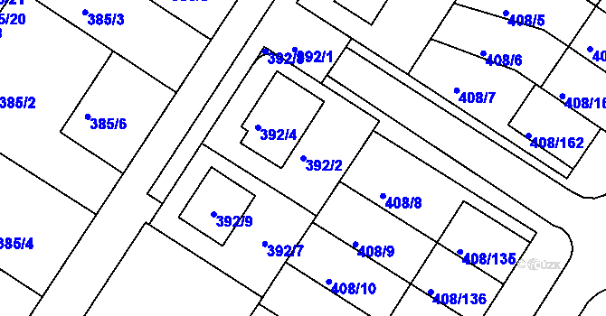 Parcela st. 392/2 v KÚ Dobšice u Znojma, Katastrální mapa