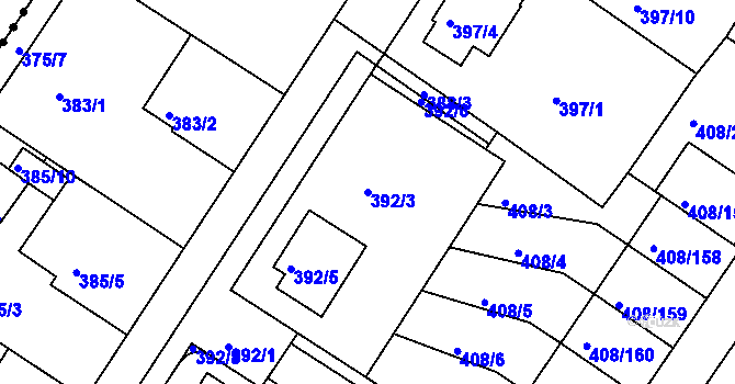 Parcela st. 392/3 v KÚ Dobšice u Znojma, Katastrální mapa