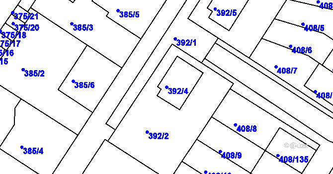 Parcela st. 392/4 v KÚ Dobšice u Znojma, Katastrální mapa