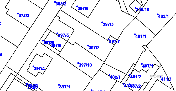Parcela st. 397/2 v KÚ Dobšice u Znojma, Katastrální mapa