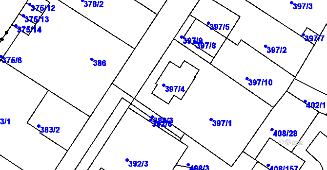Parcela st. 397/4 v KÚ Dobšice u Znojma, Katastrální mapa