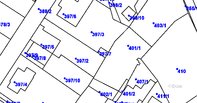 Parcela st. 397/7 v KÚ Dobšice u Znojma, Katastrální mapa