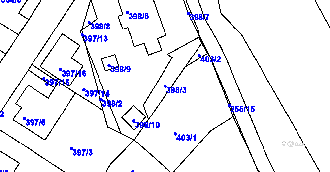 Parcela st. 398/3 v KÚ Dobšice u Znojma, Katastrální mapa