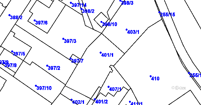Parcela st. 401/1 v KÚ Dobšice u Znojma, Katastrální mapa