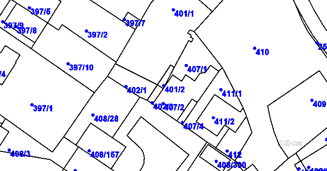 Parcela st. 401/2 v KÚ Dobšice u Znojma, Katastrální mapa