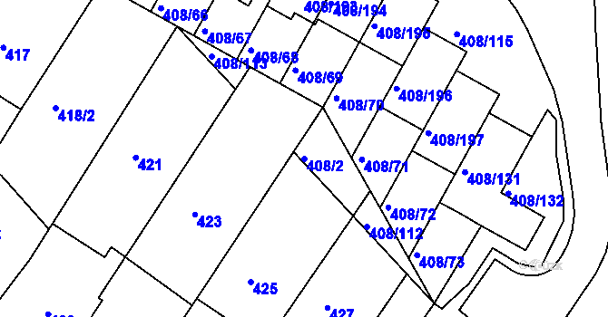 Parcela st. 408/2 v KÚ Dobšice u Znojma, Katastrální mapa