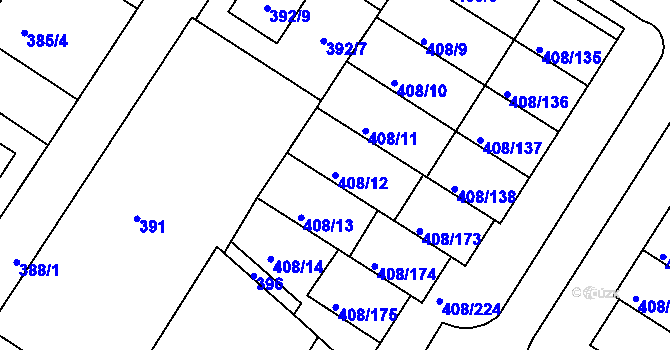 Parcela st. 408/12 v KÚ Dobšice u Znojma, Katastrální mapa