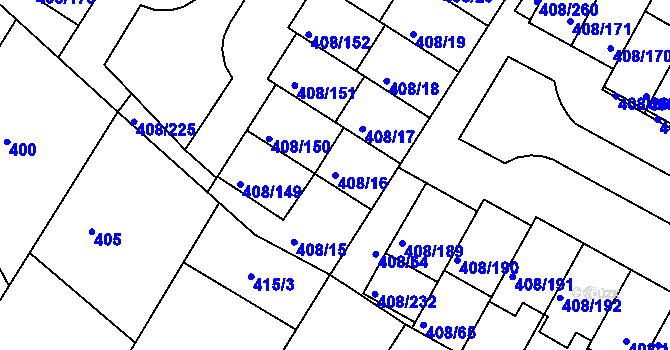 Parcela st. 408/16 v KÚ Dobšice u Znojma, Katastrální mapa