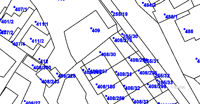 Parcela st. 408/30 v KÚ Dobšice u Znojma, Katastrální mapa