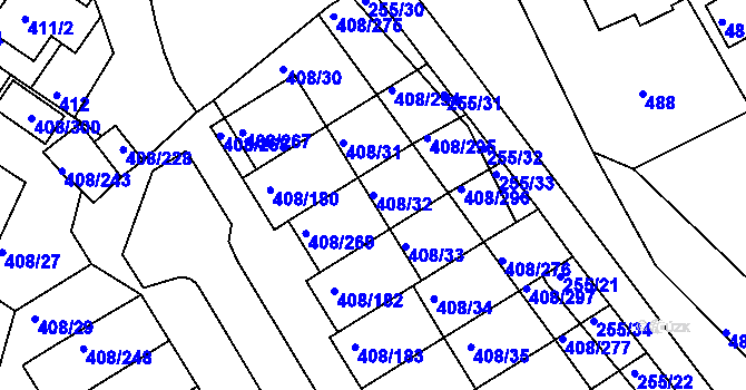 Parcela st. 408/32 v KÚ Dobšice u Znojma, Katastrální mapa