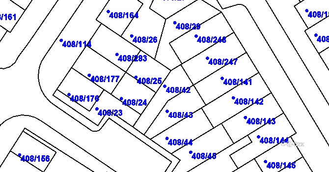 Parcela st. 408/42 v KÚ Dobšice u Znojma, Katastrální mapa