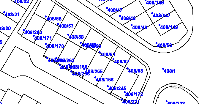 Parcela st. 408/61 v KÚ Dobšice u Znojma, Katastrální mapa