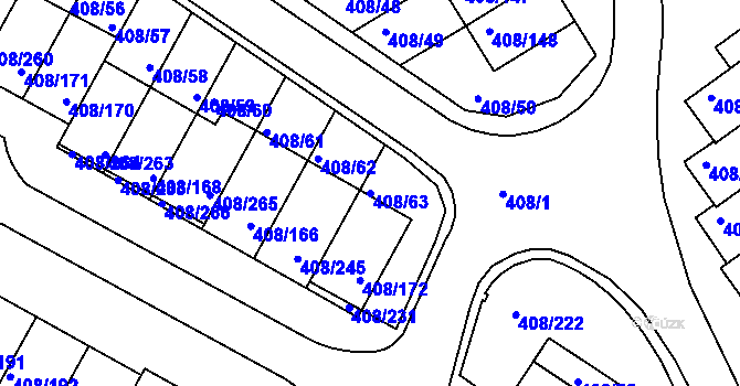 Parcela st. 408/63 v KÚ Dobšice u Znojma, Katastrální mapa