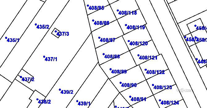 Parcela st. 408/88 v KÚ Dobšice u Znojma, Katastrální mapa
