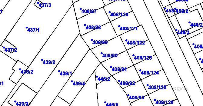Parcela st. 408/90 v KÚ Dobšice u Znojma, Katastrální mapa