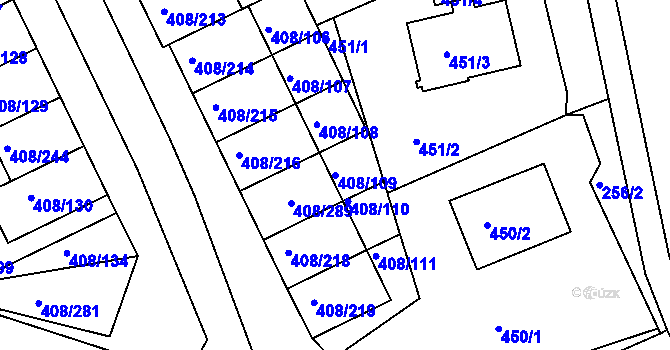 Parcela st. 408/109 v KÚ Dobšice u Znojma, Katastrální mapa