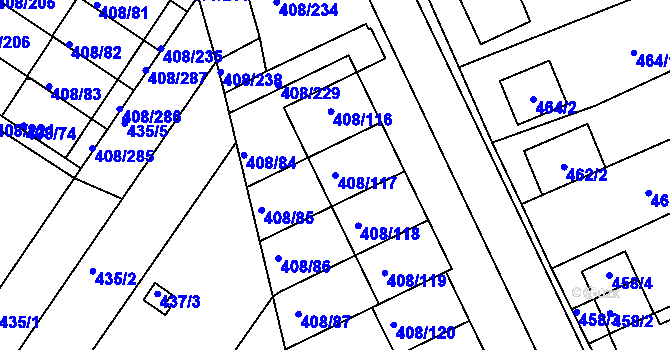Parcela st. 408/117 v KÚ Dobšice u Znojma, Katastrální mapa