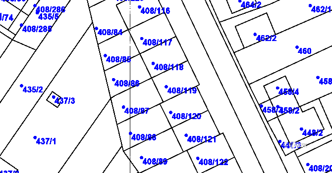 Parcela st. 408/119 v KÚ Dobšice u Znojma, Katastrální mapa