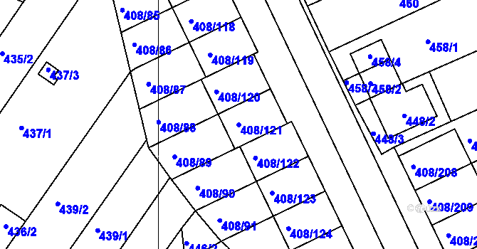 Parcela st. 408/121 v KÚ Dobšice u Znojma, Katastrální mapa