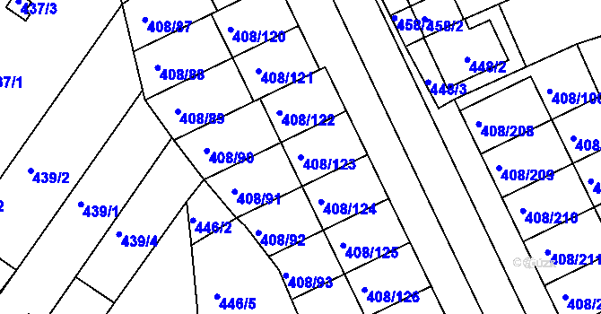 Parcela st. 408/123 v KÚ Dobšice u Znojma, Katastrální mapa