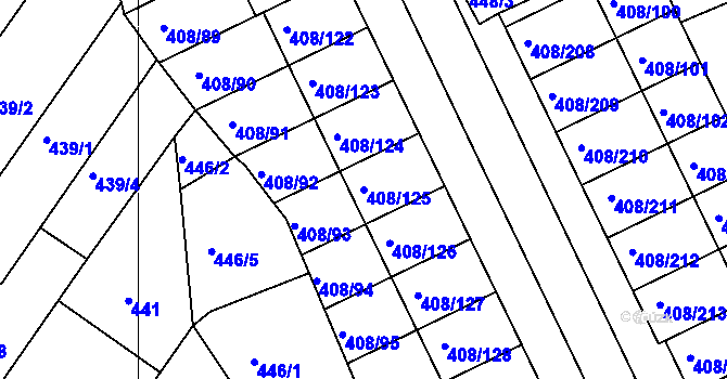 Parcela st. 408/125 v KÚ Dobšice u Znojma, Katastrální mapa