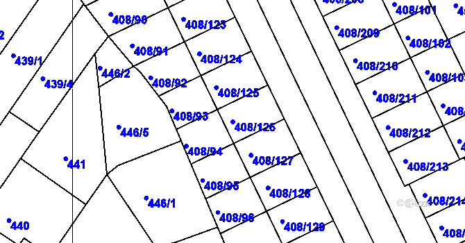 Parcela st. 408/126 v KÚ Dobšice u Znojma, Katastrální mapa