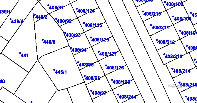 Parcela st. 408/127 v KÚ Dobšice u Znojma, Katastrální mapa