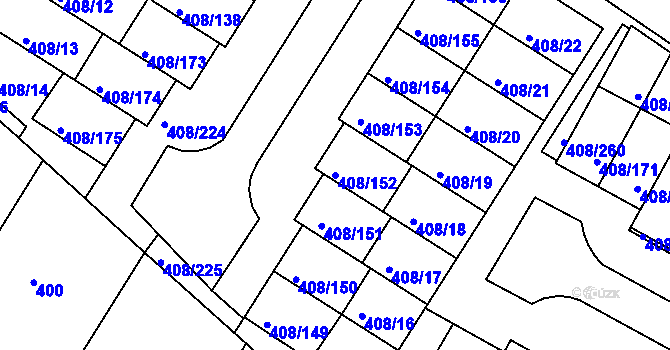 Parcela st. 408/152 v KÚ Dobšice u Znojma, Katastrální mapa