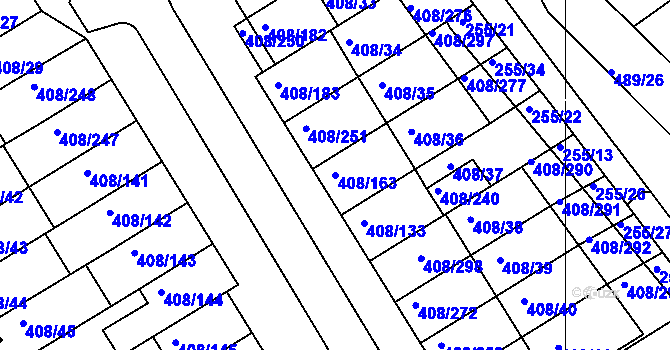 Parcela st. 408/163 v KÚ Dobšice u Znojma, Katastrální mapa