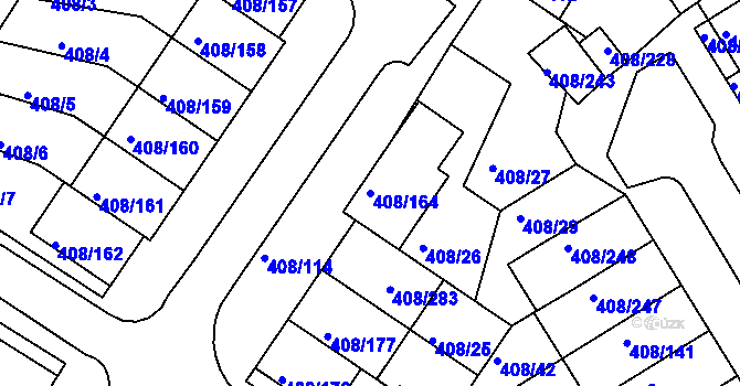 Parcela st. 408/164 v KÚ Dobšice u Znojma, Katastrální mapa