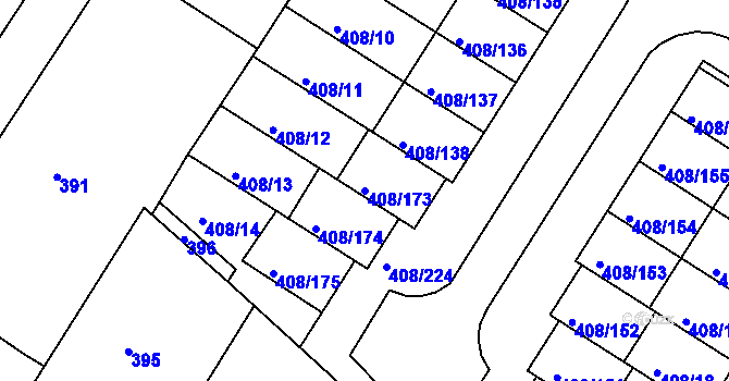 Parcela st. 408/173 v KÚ Dobšice u Znojma, Katastrální mapa