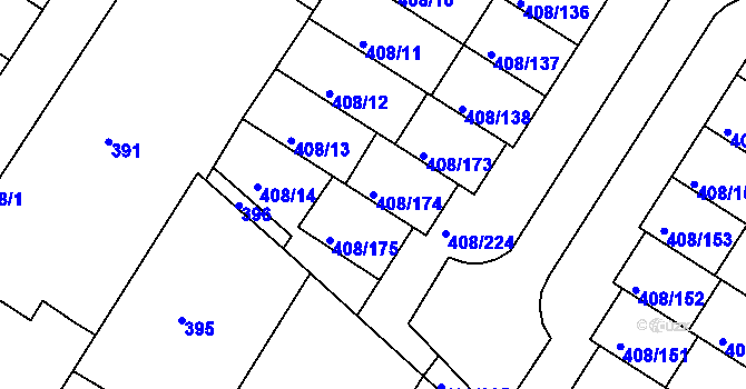 Parcela st. 408/174 v KÚ Dobšice u Znojma, Katastrální mapa