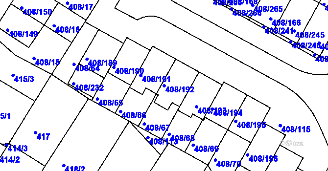 Parcela st. 408/192 v KÚ Dobšice u Znojma, Katastrální mapa
