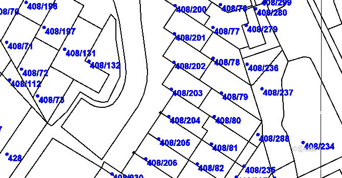 Parcela st. 408/203 v KÚ Dobšice u Znojma, Katastrální mapa