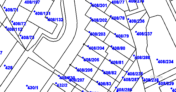 Parcela st. 408/204 v KÚ Dobšice u Znojma, Katastrální mapa
