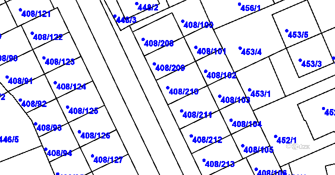 Parcela st. 408/210 v KÚ Dobšice u Znojma, Katastrální mapa