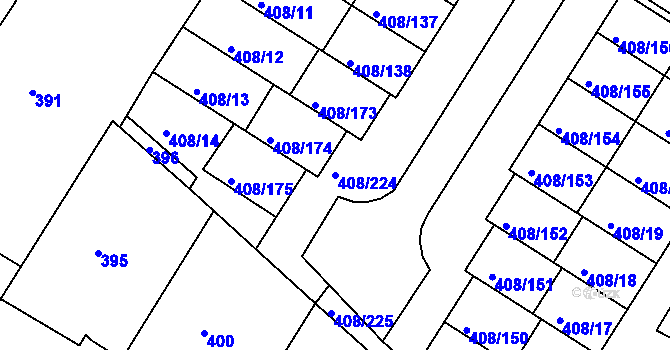 Parcela st. 408/224 v KÚ Dobšice u Znojma, Katastrální mapa