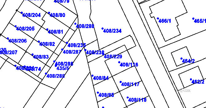 Parcela st. 408/229 v KÚ Dobšice u Znojma, Katastrální mapa