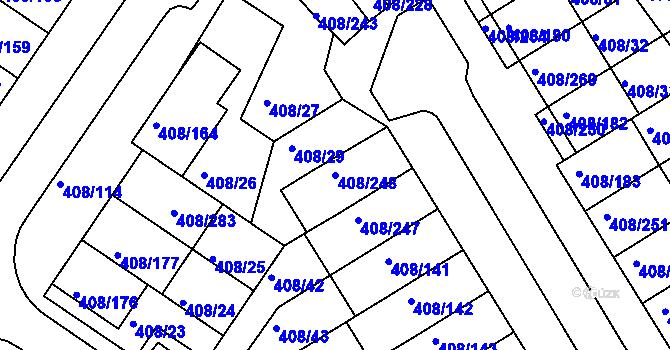 Parcela st. 408/248 v KÚ Dobšice u Znojma, Katastrální mapa