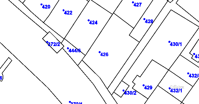 Parcela st. 426 v KÚ Dobšice u Znojma, Katastrální mapa