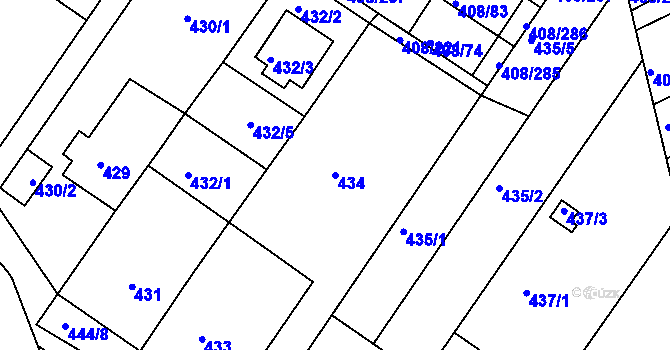 Parcela st. 434 v KÚ Dobšice u Znojma, Katastrální mapa