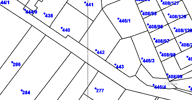 Parcela st. 442 v KÚ Dobšice u Znojma, Katastrální mapa