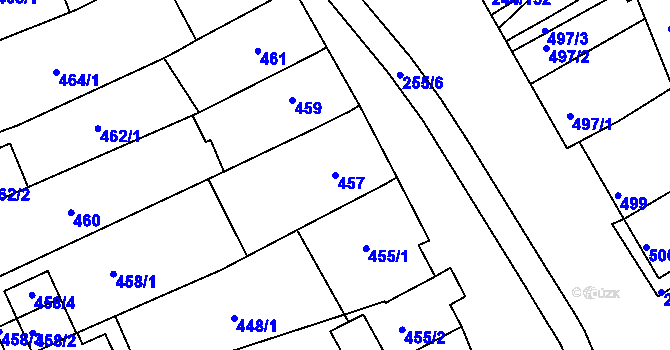 Parcela st. 457 v KÚ Dobšice u Znojma, Katastrální mapa
