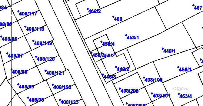 Parcela st. 458/2 v KÚ Dobšice u Znojma, Katastrální mapa